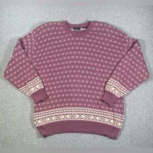 Lady Van Heusen Vintage Woman’s Crewneck Sweater Size XL Pink and Cream